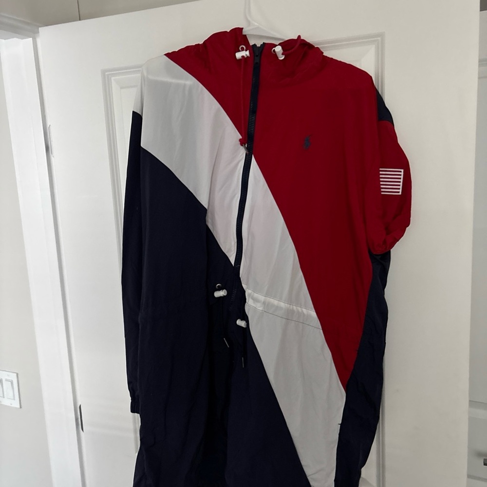 Red, White, and Blue Hooded Jacket